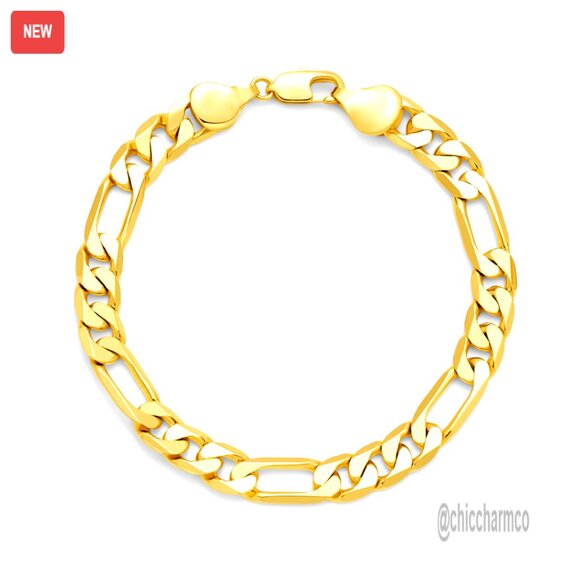 14K Gold Figaro Bracelet 7mm Unisex 7-8.5 Inch Hypoallergenic Chain